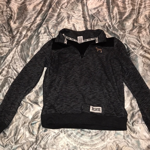 PINK Victoria's Secret Tops - Dark grey Pink Victoria’s Secret half zip pullover